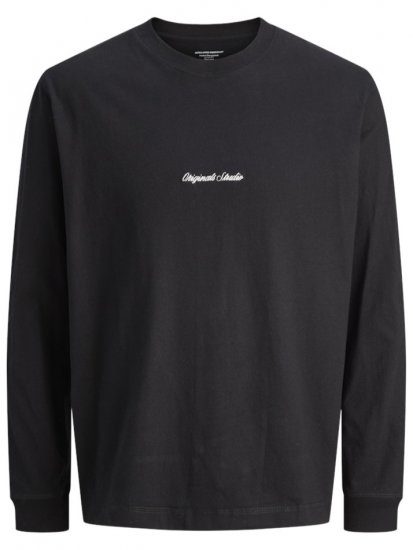 Jack & Jones Norrebro Crew Neck Long Sleeve T-Shirt Black - T-shirts - T-shirts Homem Tamanhos Grandes