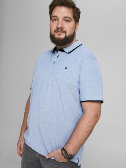 Jack & Jones PAULOS Short Sleeve Polo Light Blue/PS - Pólos - Pólos Tamanhos Grandes Homem