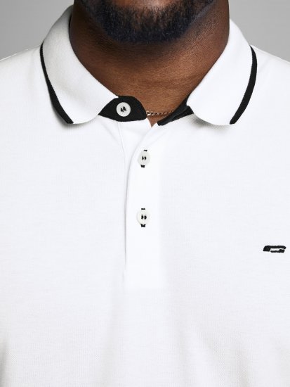 Jack & Jones PAULOS Short Sleeve Polo White/PS - Pólos - Pólos Tamanhos Grandes Homem