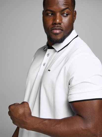 Jack & Jones PAULOS Short Sleeve Polo White/PS - Pólos - Pólos Tamanhos Grandes Homem