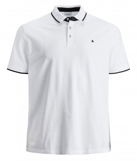 Jack & Jones PAULOS Short Sleeve Polo White/PS - Pólos - Pólos Tamanhos Grandes Homem