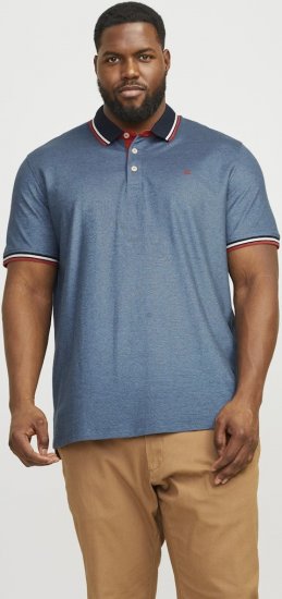Jack & Jones PAULOS Short Sleeve Polo Denim Blue/PS - Pólos - Pólos Tamanhos Grandes Homem