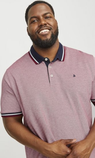 Jack & Jones PAULOS Short Sleeve Polo Rio Red/PS - Pólos - Pólos Tamanhos Grandes Homem