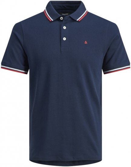 Jack & Jones PAULOS Short Sleeve Polo Navy Blazer - Pólos - Pólos Tamanhos Grandes Homem