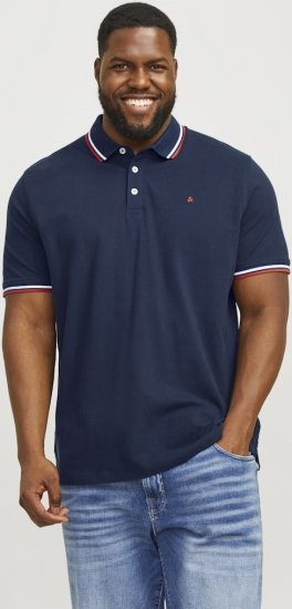 Jack & Jones PAULOS Short Sleeve Polo Navy Blazer - Pólos - Pólos Tamanhos Grandes Homem