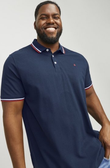 Jack & Jones PAULOS Short Sleeve Polo Navy Blazer - Pólos - Pólos Tamanhos Grandes Homem