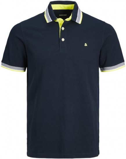 Jack & Jones PAULOS Short Sleeve Polo Dark Navy/NEON - Pólos - Pólos Tamanhos Grandes Homem