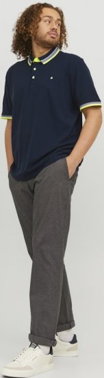 Jack & Jones PAULOS Short Sleeve Polo Dark Navy/NEON - Pólos - Pólos Tamanhos Grandes Homem