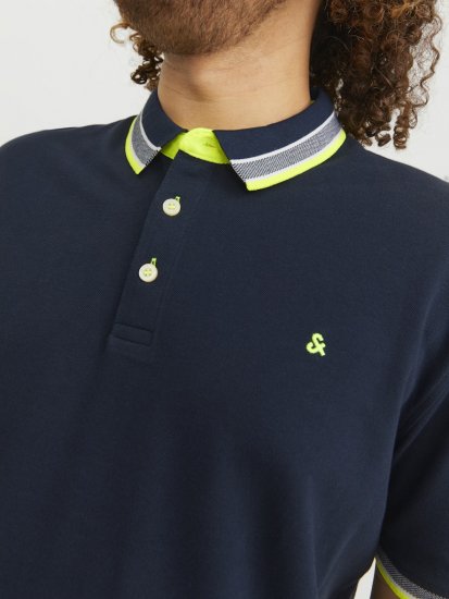 Jack & Jones PAULOS Short Sleeve Polo Dark Navy/NEON - Pólos - Pólos Tamanhos Grandes Homem