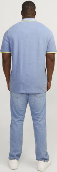 Jack & Jones PAULOS Short Sleeve Polo Light Blue/NEON - Pólos - Pólos Tamanhos Grandes Homem