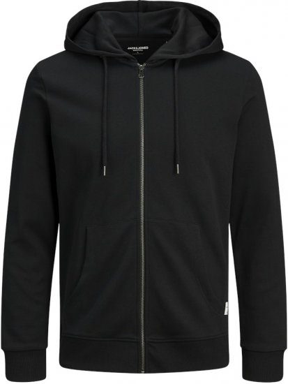 Jack & Jones Basic Sweat Zip Hood Black - Sweatshirts & hoodies - Sweatshirt & Camisolas com Capuz tamanhos grandes