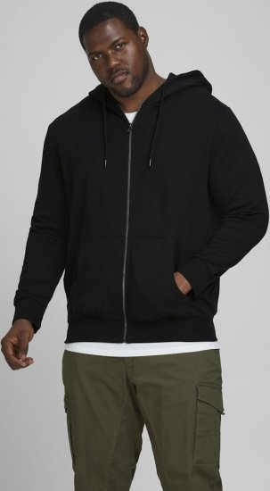 Jack & Jones Basic Sweat Zip Hood Black - Sweatshirts & hoodies - Sweatshirt & Camisolas com Capuz tamanhos grandes