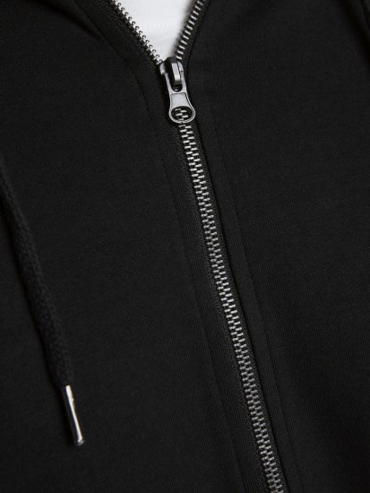Jack & Jones Basic Sweat Zip Hood Black - Sweatshirts & hoodies - Sweatshirt & Camisolas com Capuz tamanhos grandes