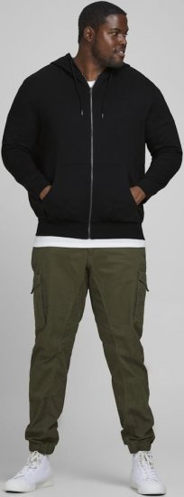 Jack & Jones Basic Sweat Zip Hood Black - Sweatshirts & hoodies - Sweatshirt & Camisolas com Capuz tamanhos grandes