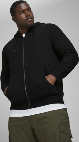 Jack & Jones Basic Sweat Zip Hood Black - Sweatshirts & hoodies - Sweatshirt & Camisolas com Capuz tamanhos grandes