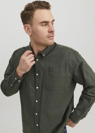 Jack & Jones OXFORD LS Shirt Green - Camisas - Camisas Homem Tamanhos Grandes