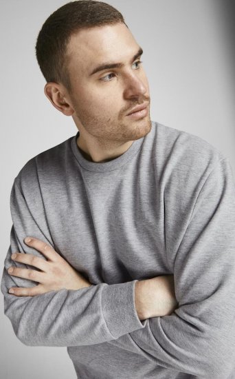 Jack & Jones Basic Sweatshirt Light Grey Melange - Sweatshirts & hoodies - Sweatshirt & Camisolas com Capuz tamanhos grandes