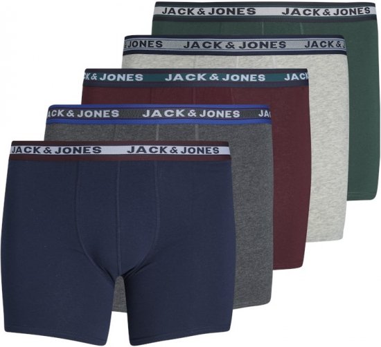 Jack & Jones OLIVER Trunks 5-Pack Dark Grey Melange - Roupa Interior & natação - Roupa interior Homem Tamanhos Grandes