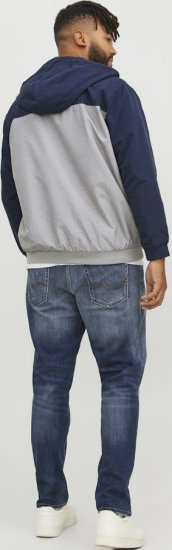 Jack & Jones RUSH White/Grey Blocking Bomber Jacket with Hood Navy Blazer - Casacos - Casacos Homem Tamanhos Grandes