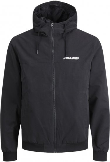 Jack & Jones RUSH SOLID Bomber Jacket with Hood Black - Casacos - Casacos Homem Tamanhos Grandes