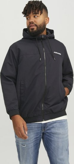 Jack & Jones RUSH SOLID Bomber Jacket with Hood Black - Casacos - Casacos Homem Tamanhos Grandes