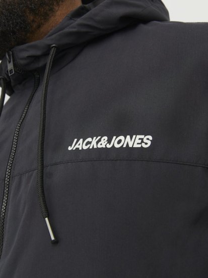 Jack & Jones RUSH SOLID Bomber Jacket with Hood Black - Casacos - Casacos Homem Tamanhos Grandes