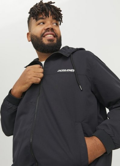 Jack & Jones RUSH SOLID Bomber Jacket with Hood Black - Casacos - Casacos Homem Tamanhos Grandes