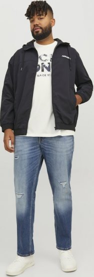 Jack & Jones RUSH SOLID Bomber Jacket with Hood Black - Casacos - Casacos Homem Tamanhos Grandes
