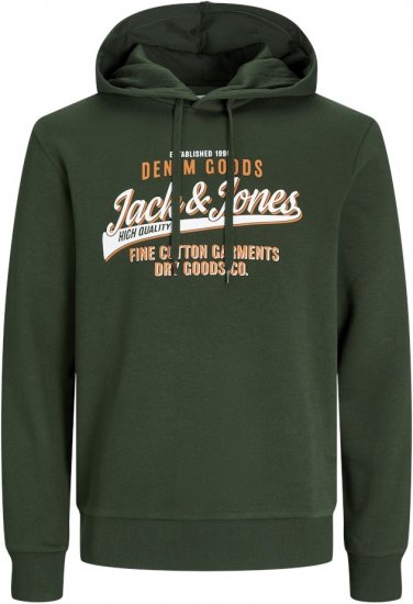 Jack & Jones 2 COL LOGO Hoodie Kombu Green - Sweatshirts & hoodies - Sweatshirt & Camisolas com Capuz tamanhos grandes