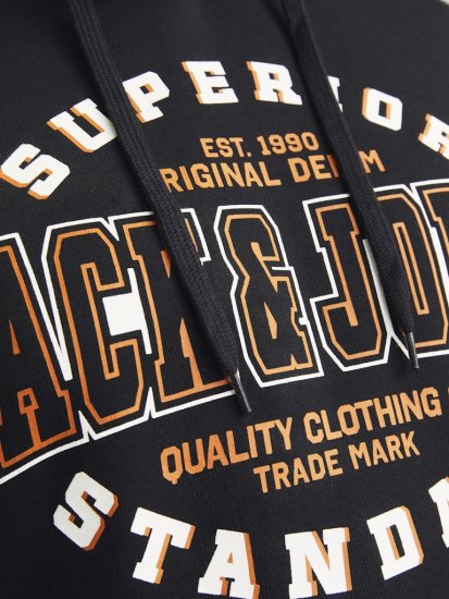 Jack & Jones 2 COL LOGO Hoodie Black - Sweatshirts & hoodies - Sweatshirt & Camisolas com Capuz tamanhos grandes
