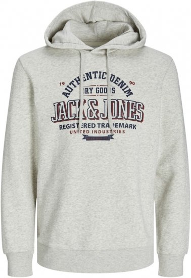 Jack & Jones 2 COL LOGO Hoodie White Melange - Sweatshirts & hoodies - Sweatshirt & Camisolas com Capuz tamanhos grandes