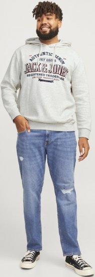 Jack & Jones 2 COL LOGO Hoodie White Melange - Sweatshirts & hoodies - Sweatshirt & Camisolas com Capuz tamanhos grandes