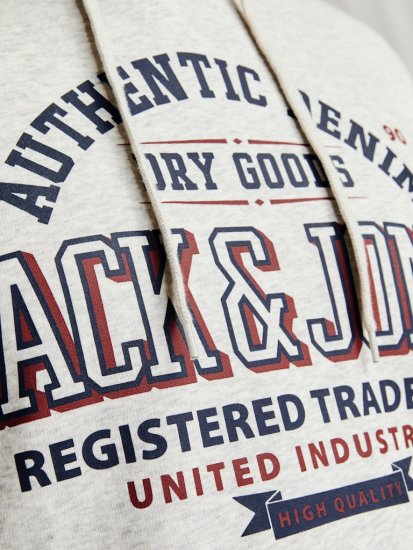 Jack & Jones 2 COL LOGO Hoodie White Melange - Sweatshirts & hoodies - Sweatshirt & Camisolas com Capuz tamanhos grandes