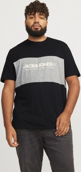 Jack & Jones LEGACY BLOCKING T-Shirt Black - T-shirts - T-shirts Homem Tamanhos Grandes