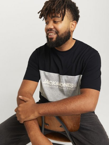 Jack & Jones LEGACY BLOCKING T-Shirt Black - T-shirts - T-shirts Homem Tamanhos Grandes