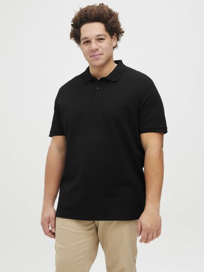 Jack & Jones AUSTIN CLASSIC Polo Black - Pólos - Pólos Tamanhos Grandes Homem
