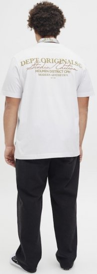 Jack & Jones Lington Crew Neck T-Shirt Bright White - T-shirts - T-shirts Homem Tamanhos Grandes