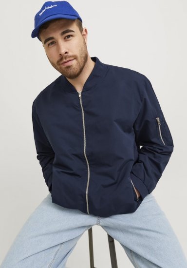 Jack & Jones RUSH Bomber Jacket Navy Blazer - Casacos - Casacos Homem Tamanhos Grandes