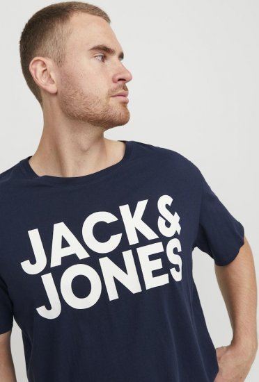 Jack & Jones CORP Logo T-Shirt Navy Blazer - T-shirts - T-shirts Homem Tamanhos Grandes