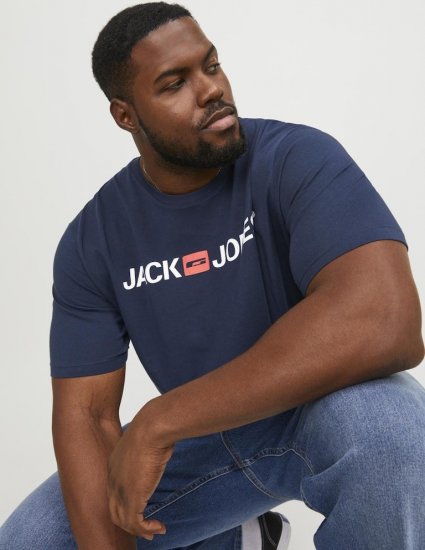 Jack & Jones Corp Logo Crew Neck T-Shirt Navy Blazer - T-shirts - T-shirts Homem Tamanhos Grandes