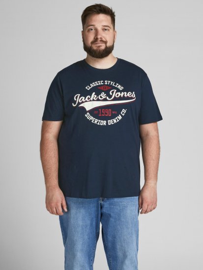 Jack & Jones JJELOGO TEE Navy - T-shirts - T-shirts Homem Tamanhos Grandes