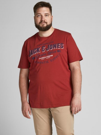 Jack & Jones JJELOGO TEE Red - T-shirts - T-shirts Homem Tamanhos Grandes