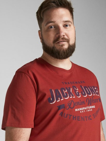 Jack & Jones JJELOGO TEE Red - T-shirts - T-shirts Homem Tamanhos Grandes