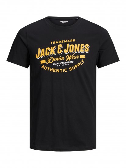 Jack & Jones JJELOGO TEE Black - T-shirts - T-shirts Homem Tamanhos Grandes