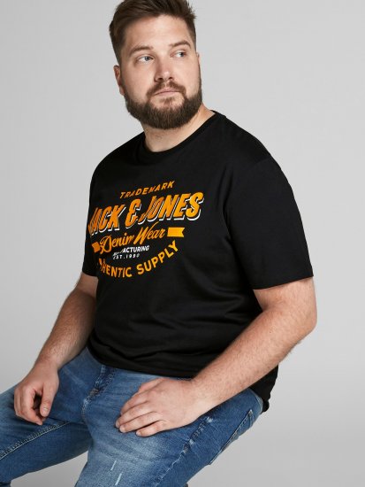 Jack & Jones JJELOGO TEE Black - T-shirts - T-shirts Homem Tamanhos Grandes