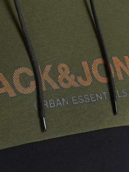 Jack & Jones JJEURBAN BLOCKING SWEAT Forest Green - Sweatshirts & hoodies - Sweatshirt & Camisolas com Capuz tamanhos grandes