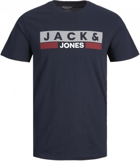 Jack & Jones CORP Logo T-Shirt Navy/PLAY 4 - T-shirts - T-shirts Homem Tamanhos Grandes