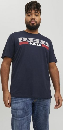 Jack & Jones CORP Logo T-Shirt Navy/PLAY 4 - T-shirts - T-shirts Homem Tamanhos Grandes