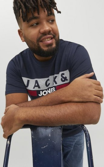 Jack & Jones CORP Logo T-Shirt Navy/PLAY 4 - T-shirts - T-shirts Homem Tamanhos Grandes