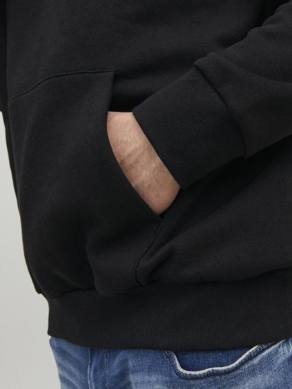 Jack & Jones CORP LOGO PLAY 4 Print Hoodie Black - Sweatshirts & hoodies - Sweatshirt & Camisolas com Capuz tamanhos grandes